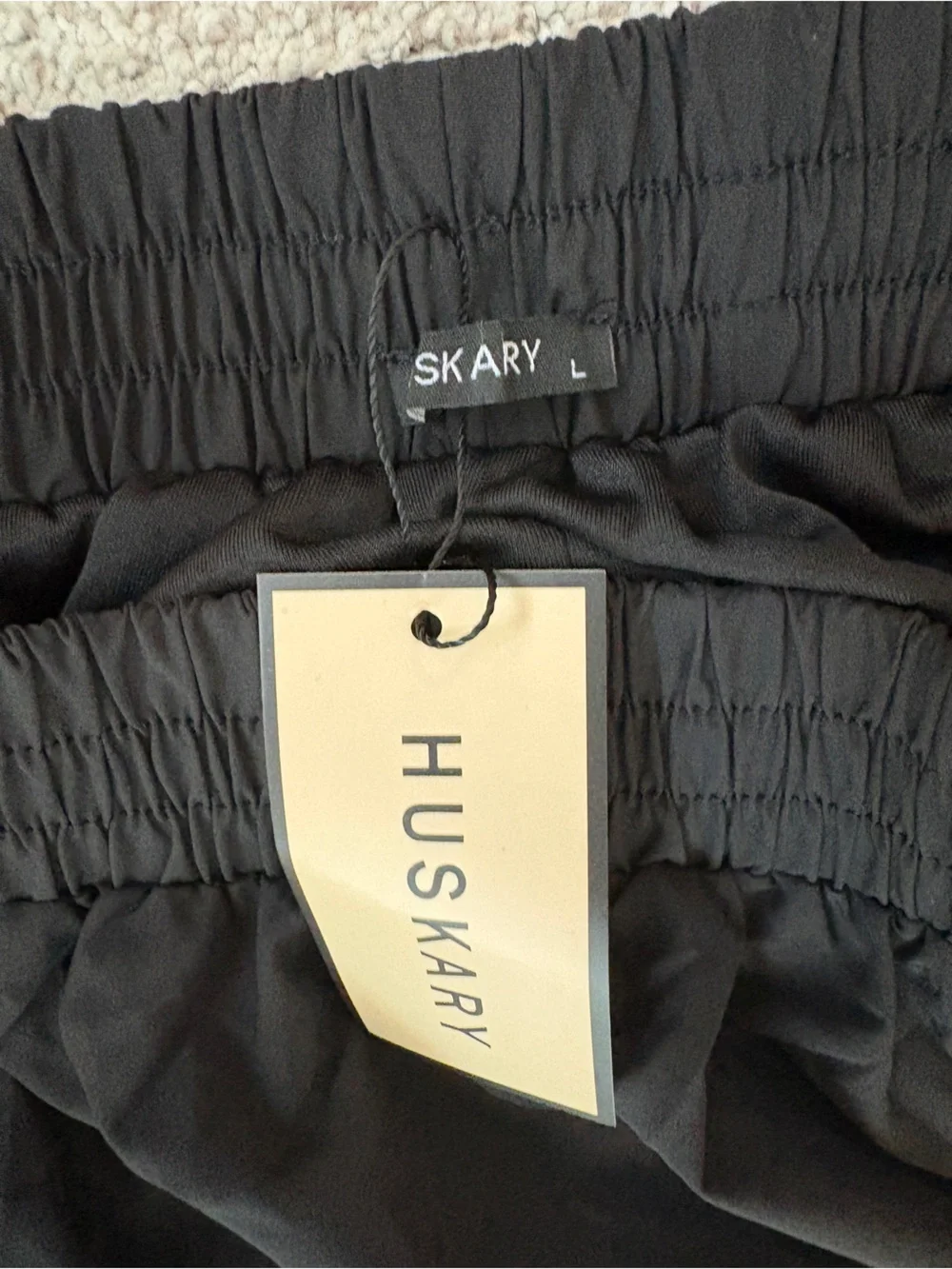 Huskary Black Tiered Maxi Skirt with Pockets and Elastic Waistband Size Large